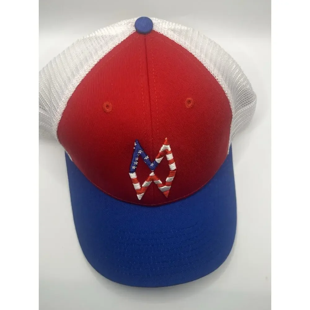 Red, White & Blue Trucker Hat with Star Stripe Logo